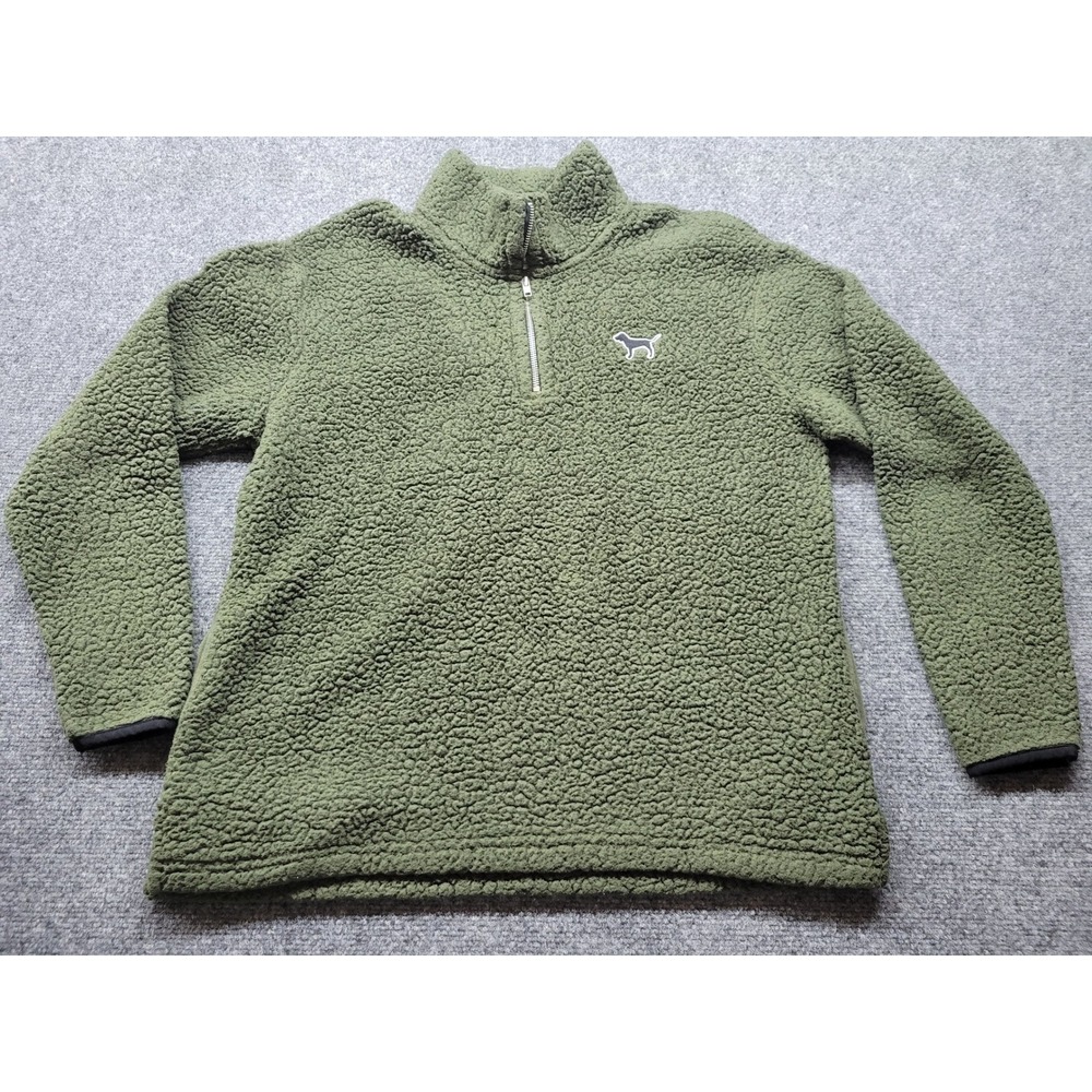 Victoria's Secret PINK Sherpa Fleece Quarter Zip Pullover Olive Green 359253-592